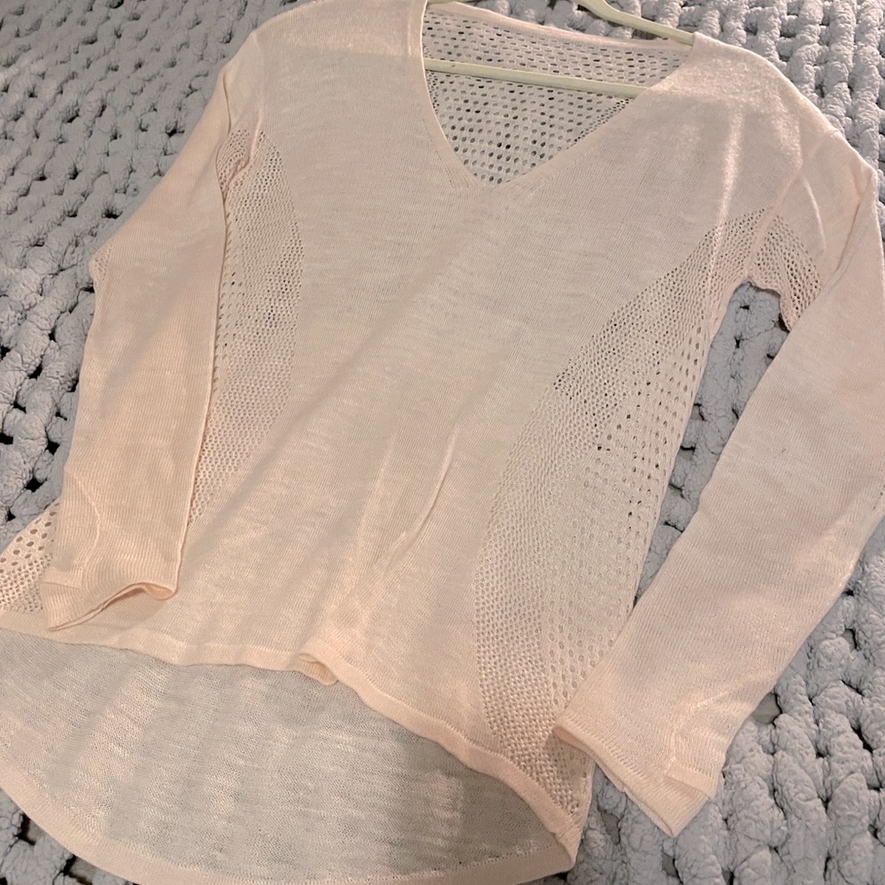 Lululemon light weight pale pink v neck sweater